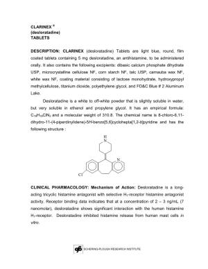 CLARINEX ® (Desloratadine) TABLETS