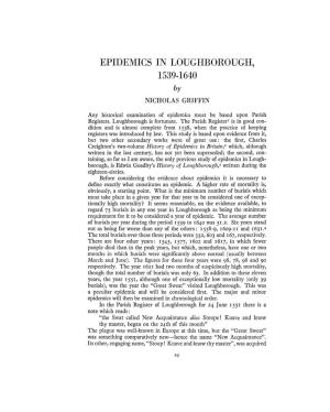 EPIDEMICS in LOUGHBOROUGH, 1539-1640 by NICHOLAS GRIFFIN