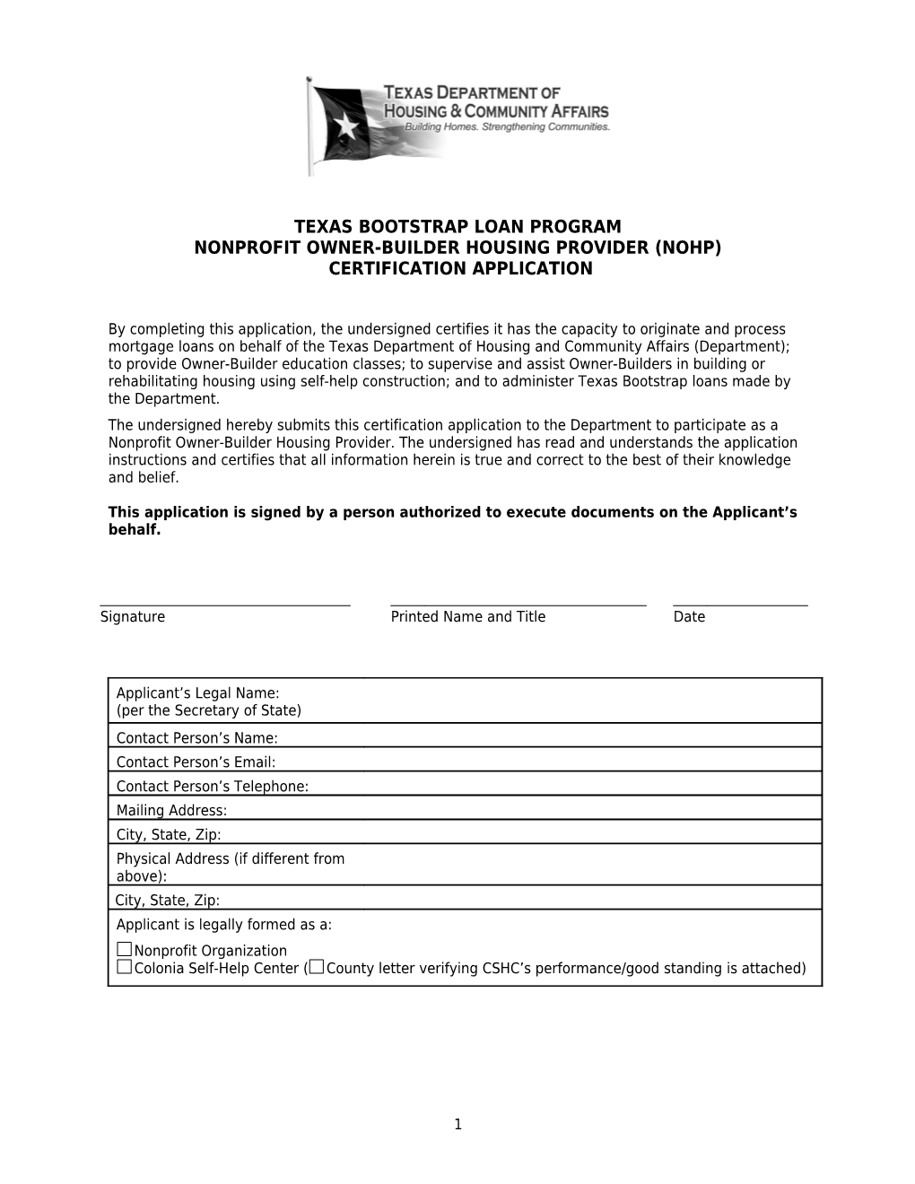 NOHP Certification Application