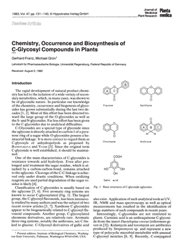 Chemistry, Occurrence and Biosynthesis of C-Glycosyl Compounds in Plants