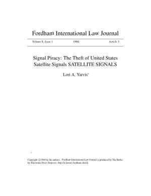 Signal Piracy: the Theft of United States Satellite Signals SATELLITE SIGNALS