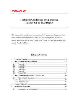 Technical Guidelines of Upgrading Tuxedo 6.5 to 10.0/10Gr3