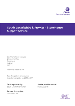 South Lanarkshire Lifestyles - Stonehouse Support Service