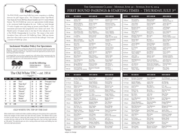 First Round Pairings & Starting Times