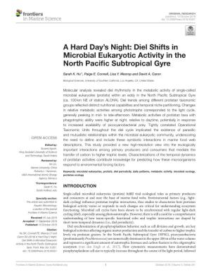 Diel Shifts in Microbial Eukaryotic Activity in the North Pacific Subtropical Gyre