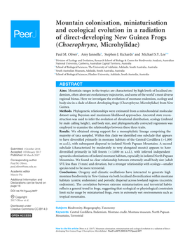 Mountain Colonisation, Miniaturisation and Ecological Evolution in a Radiation of Direct-Developing New Guinea Frogs (Choerophryne, Microhylidae)