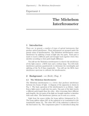 The Michelson Interferometer 1