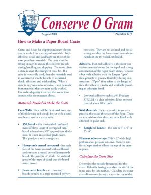 Conserve O Gram Volume 17 Issue 5: How to Make a Paper Board Crate