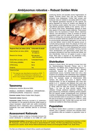 Amblysomus Robustus – Robust Golden Mole