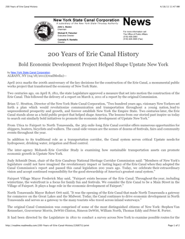 200 Years of Erie Canal History 4/18/11 11:47 AM
