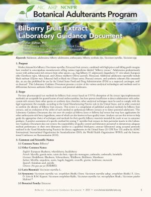 Bilberry Fruit Extract Laboratory Guidance Document
