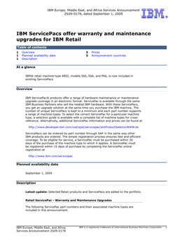 IBM Servicepacs Offer Warranty and Maintenance Upgrades for IBM Retail