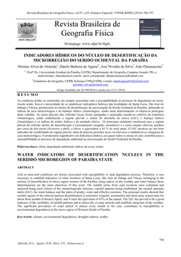 Revista Brasileira De Geografia Física, Vol.07, N.05 (Número Especial- VIWMCRHPE) (2014) 784-797