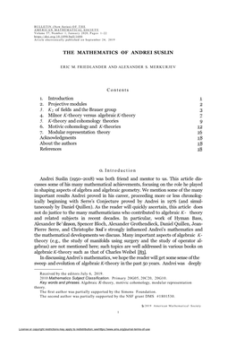 The Mathematics of Andrei Suslin