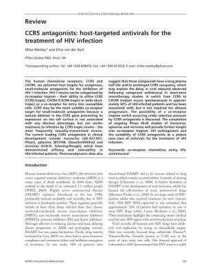 Review CCR5 Antagonists: Host-Targeted Antivirals for the Treatment of HIV Infection