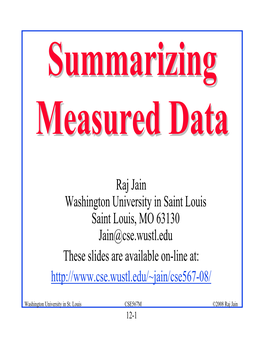 Summarizing Measured Data