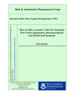The US-Australia Free Trade Agreement, Pharmaceuticals and Intellectual Property