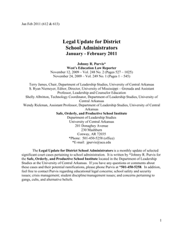 Legal Update for District School Administrators January - February 2011