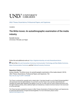 An Autoethnographic Examination of the Media Industry