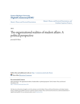 The Organizational Realities of Student Affairs: a Political Perspective Jeremiah B