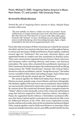 Pisani, Michael V. 2005. Imagining Native America in Music. New Haven, Et, and London: Yale University Press