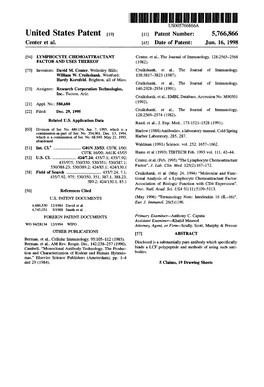 United States Patent (19) 11 Patent Number: 5,766,866 Center Et Al