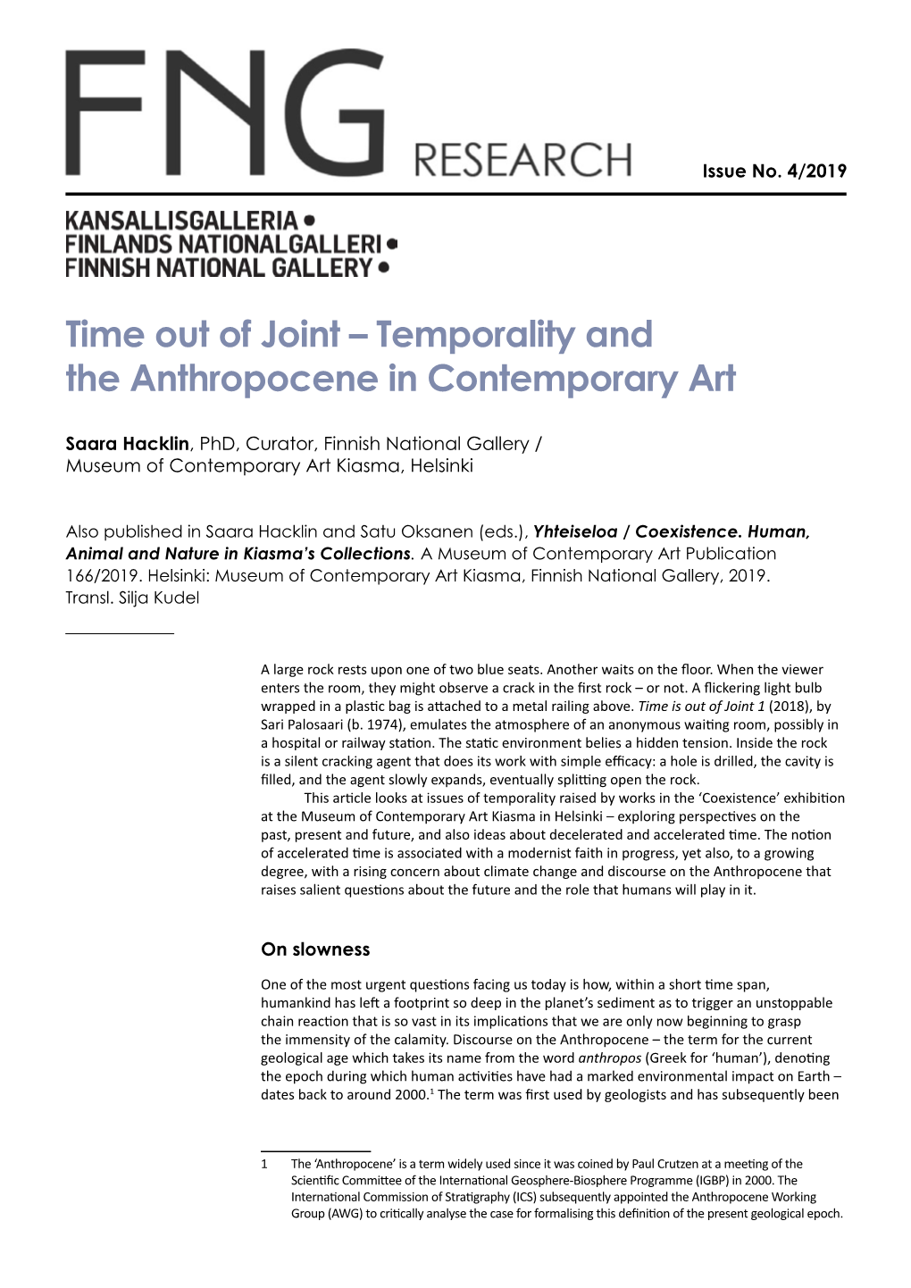 Temporality and the Anthropocene in Contemporary Art