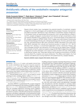 Antidiuretic Effects of the Endothelin Receptor Antagonist Avosentan