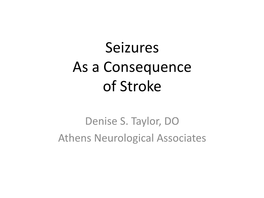 Seizures Post Stroke