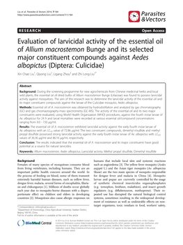 Evaluation of Larvicidal Activity of the Essential Oil of Allium Macrostemon