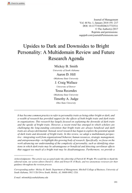 Upsides to Dark and Downsides to Bright Personality: a Multidomain Review and Future Research Agenda