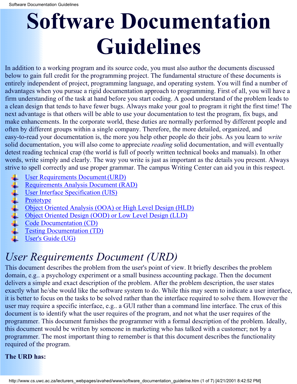 Software Documentation Guidelines