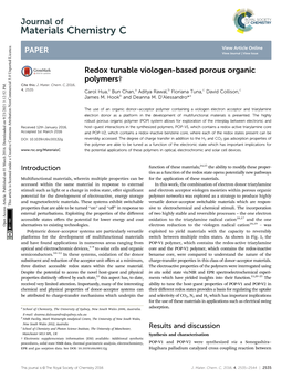 Redox Tunable Viologen-Based Porous Organic Polymers† Cite This: J