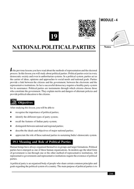 National Political Parties MODULE - 4