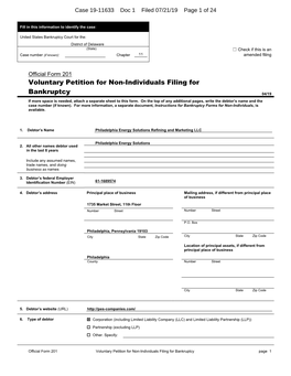 Voluntary Petition for Non-Individuals Filing for Bankruptcy Page 1 Case 19-11633 Doc 1 Filed 07/21/19 Page 2 of 24