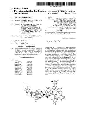 (12) Patent Application Publication (10) Pub. No.: US 2014/0212486A1 LEDERMAN Et Al