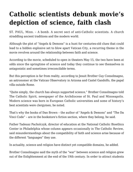 Catholic Scientists Debunk Movie's Depiction of Science, Faith Clash
