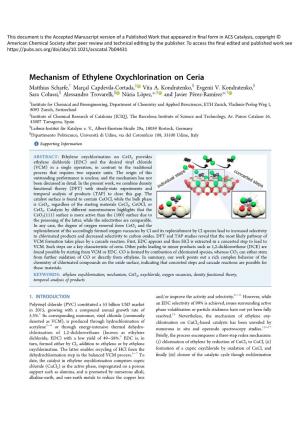 Mechanism of Ethylene Oxychlorination on Ceria § § Matthias Scharfe,† Marcaļ Capdevila-Cortada,‡ Vita A