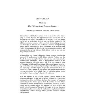 Thomism the Philosophy of Thomas Aquinas