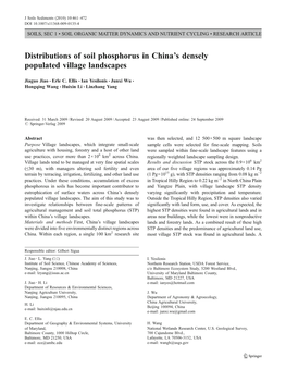 Distributions of Soil Phosphorus in China's Densely Populated Village Landscapes