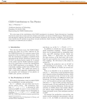 CLEO Contributions to Tau Physics