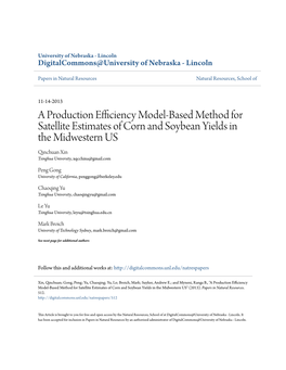 A Production Efficiency Model-Based Method for Satellite Estimates Of