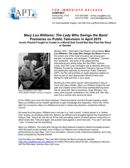 Mary Lou Williams: the Lady Who Swings the Band Premieres