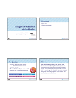 Management of Abnormal Uterine Bleeding