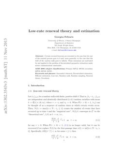 Low-Rate Renewal Theory and Estimation 2