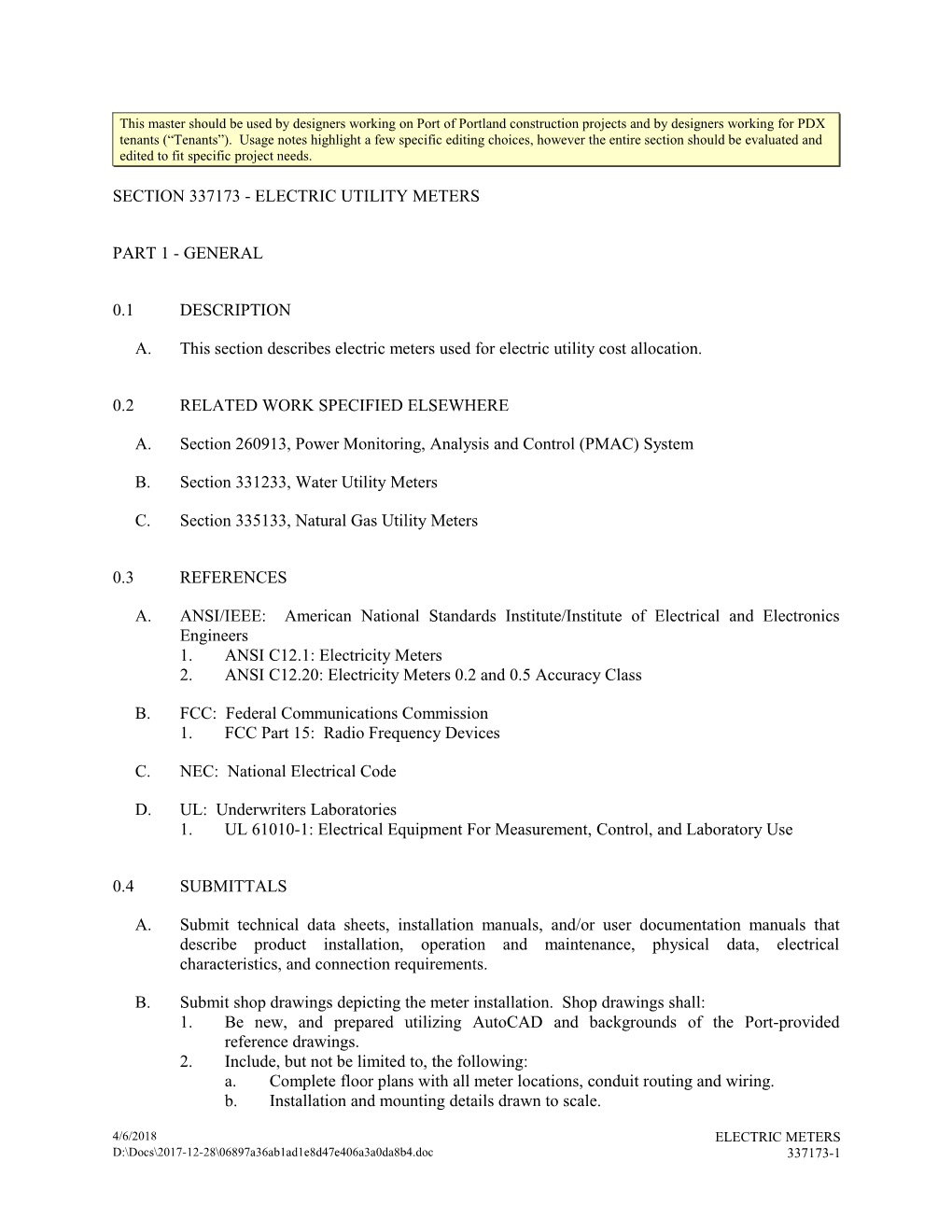 Section 220519 - Meters and Gauges for Plumbing Piping