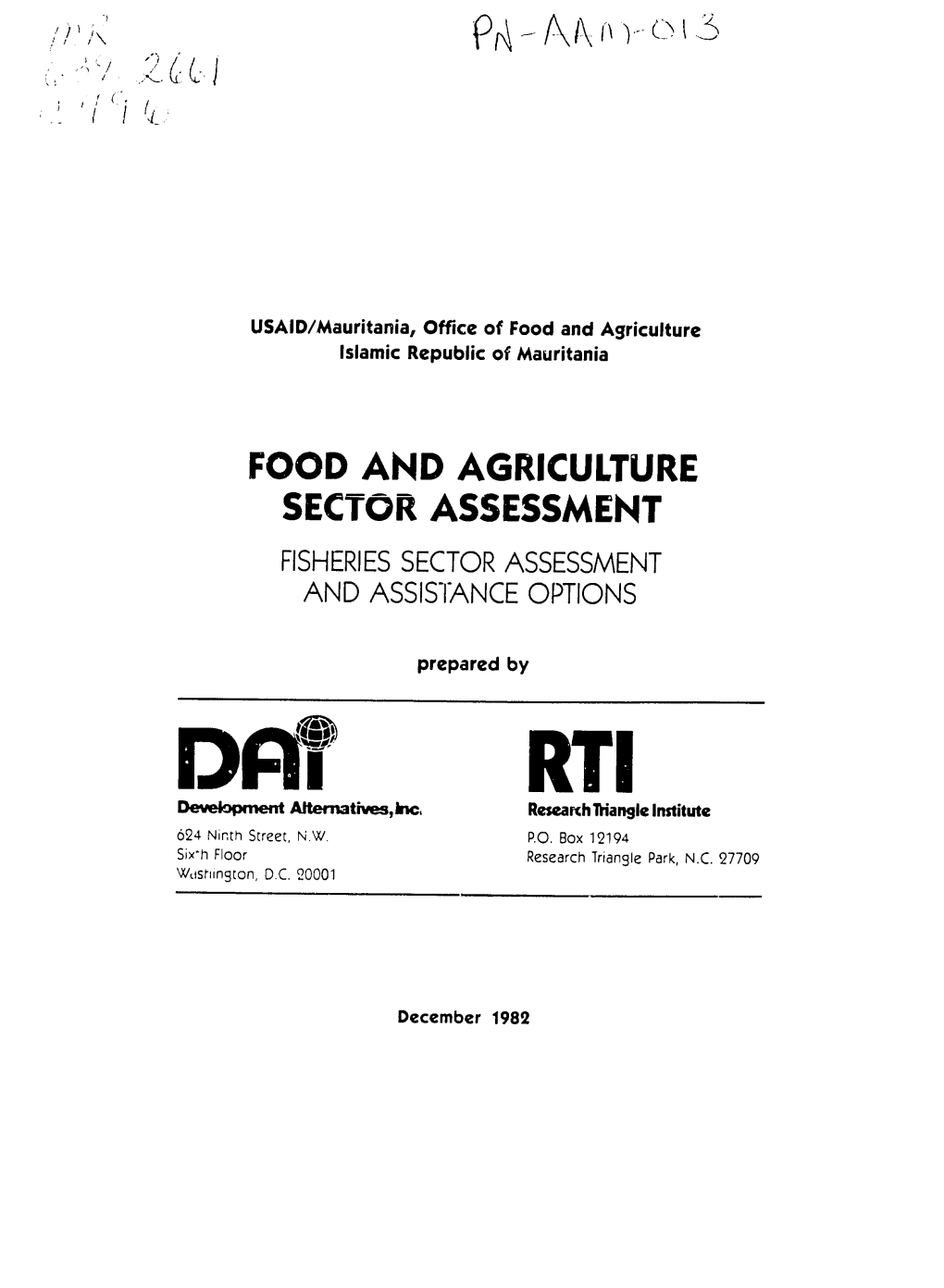 DTII RTI Developmn Alternatives,Inc, Research1riangle Institute 624 Ninth Street, N.W