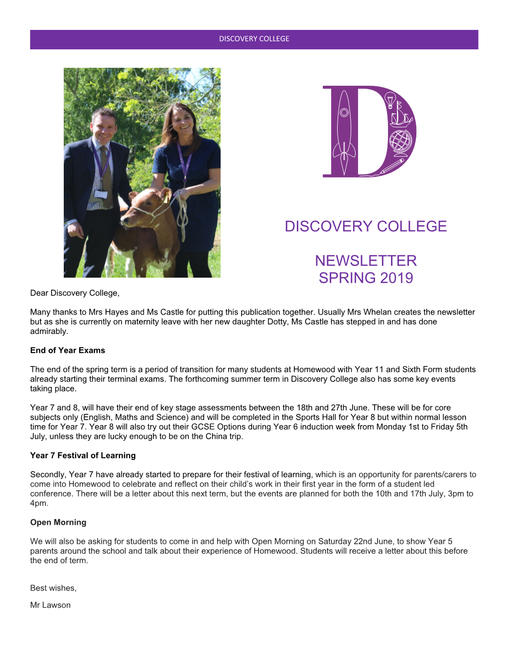 Discovery College Newsletter Spring 2019