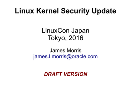 Linux Kernel Security Update