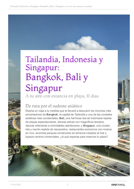 Bangkok, Bali Y Singapur, a Tu Aire Con Estancia En Playa